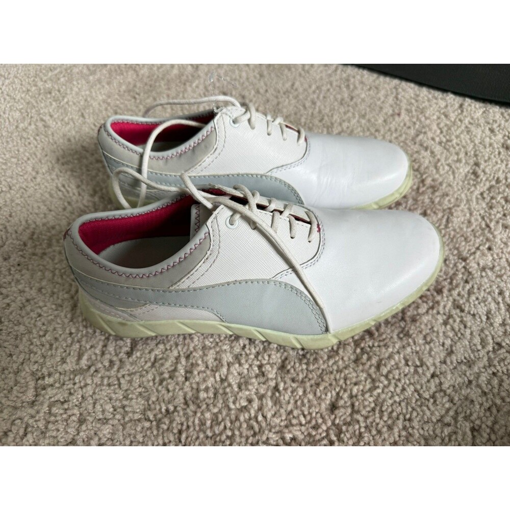 Puma Ignite Golf Shoes Womens 7.5 White Low Top Lace Up Leather Sneakers